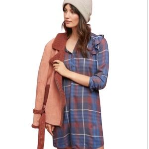 Anthropologie cloth & stone Plaid Long Sleeve Tunic dress